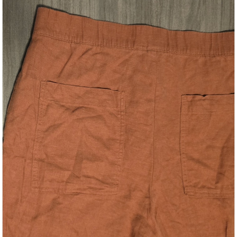 Gap Linen Blend Burnt Orange Pants Pockets Spring Travel Resort Womens Sz L - Picture 4 of 11